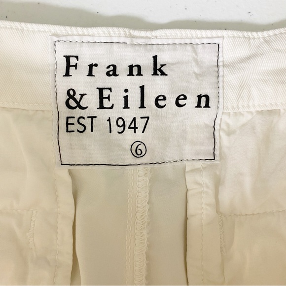 Frank & Eileen Wicklow Trouser Relaxed Fit Raw Hem Ankle Pants White Size 6 - Picture 8 of 11
